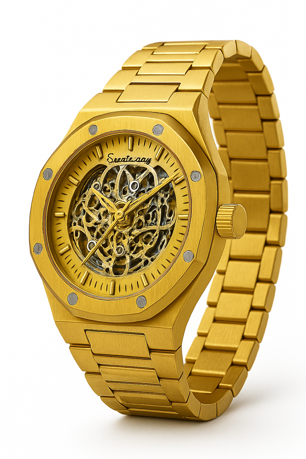 "Royal Legacy: Golden Skeleton Automatic Timepiece"