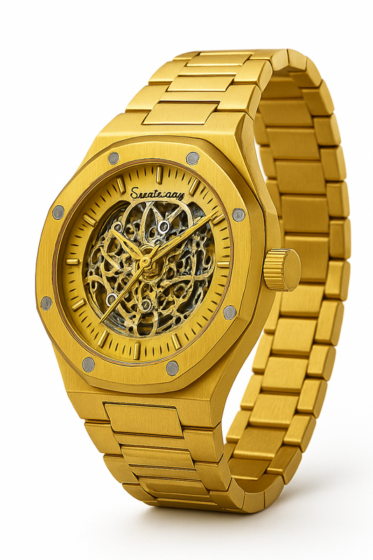 "Royal Legacy: Golden Skeleton Automatic Timepiece"